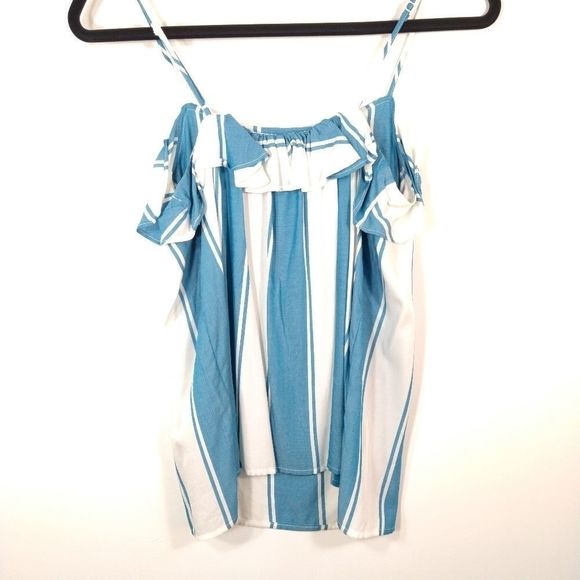 Old Navy Blue and White Striped Ruffled Camisole S - Picture 3 of 6